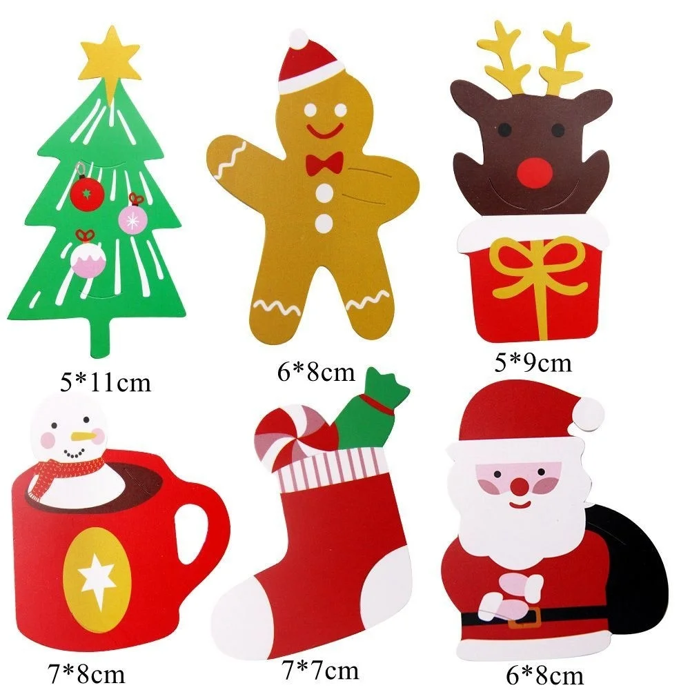 30PCS Christmas Lollipop Card Cartoon Snowman Santa Deer Lollipop Holder Card for Xmas Party Decorations Kids Gift Supplies