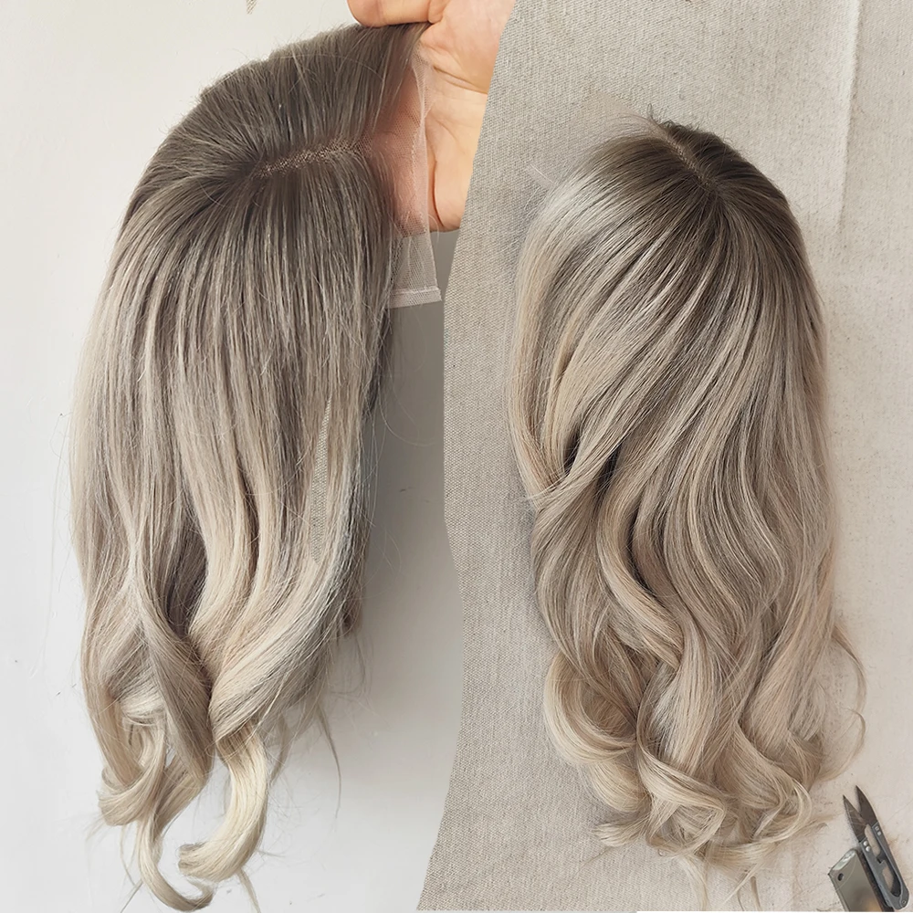 

Luxury Custom Salon Balayage Human Hair Lace Wigs Highlight Transparent Lace Front 100% Raw Human Hair Wave Wigs for White Women