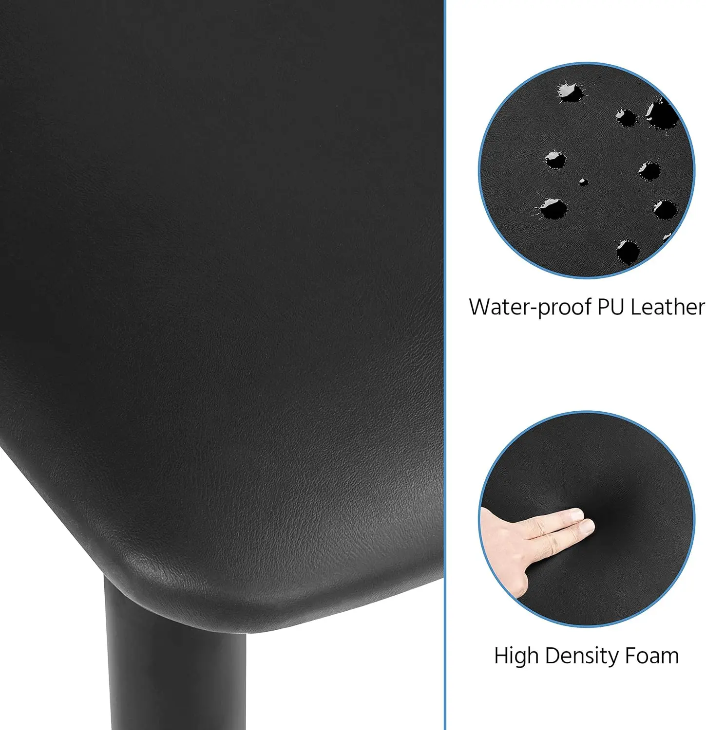 2Pcs Dining Chairs Mid  Armless With Backrest Fabric Leather Seat Metal Legs For Kitchen Living Room Chair - Black