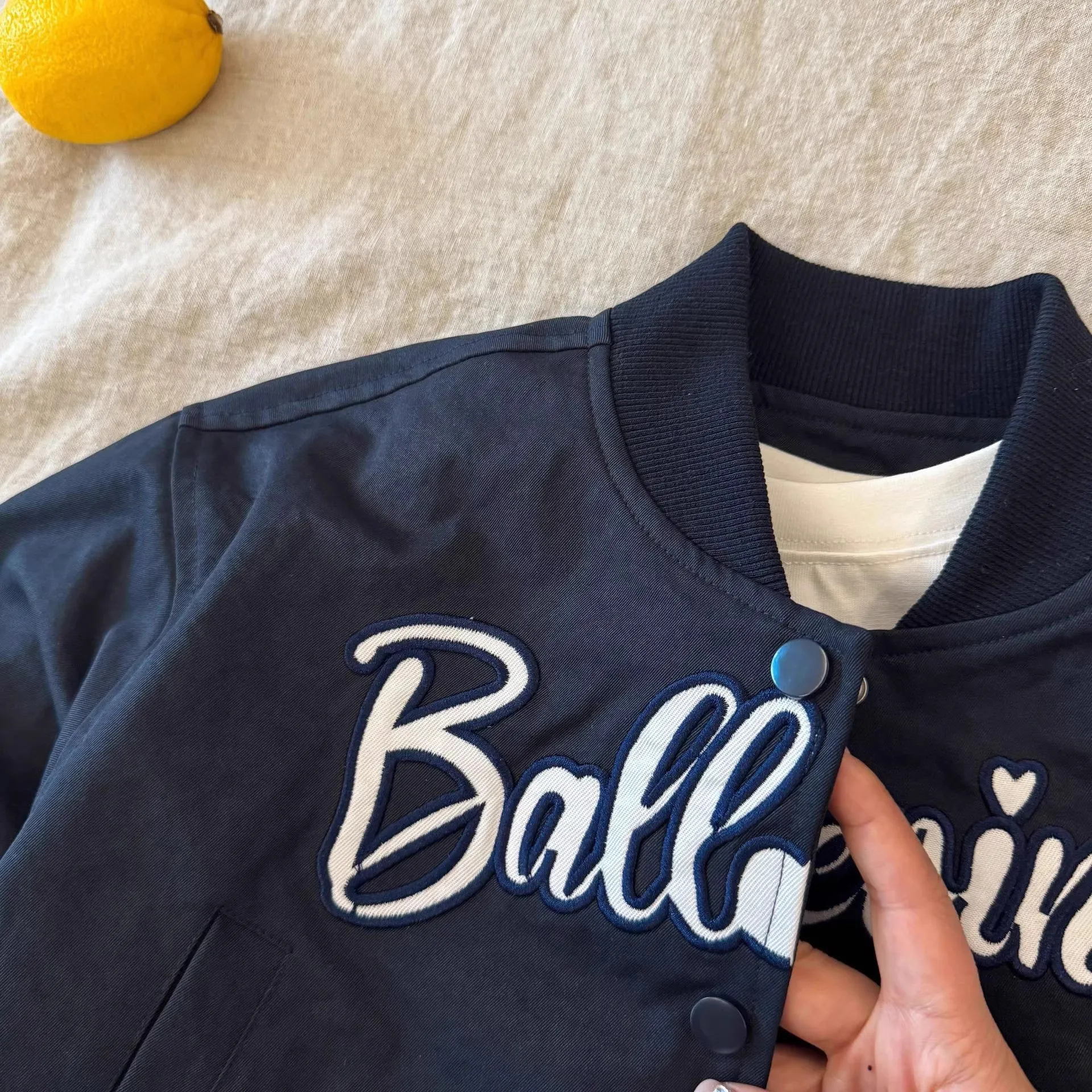 Embroidered Jacket Stand-up Collar Top Letter Baseball Jersey Boys Children Spring Autumn Fashionable Comfortable