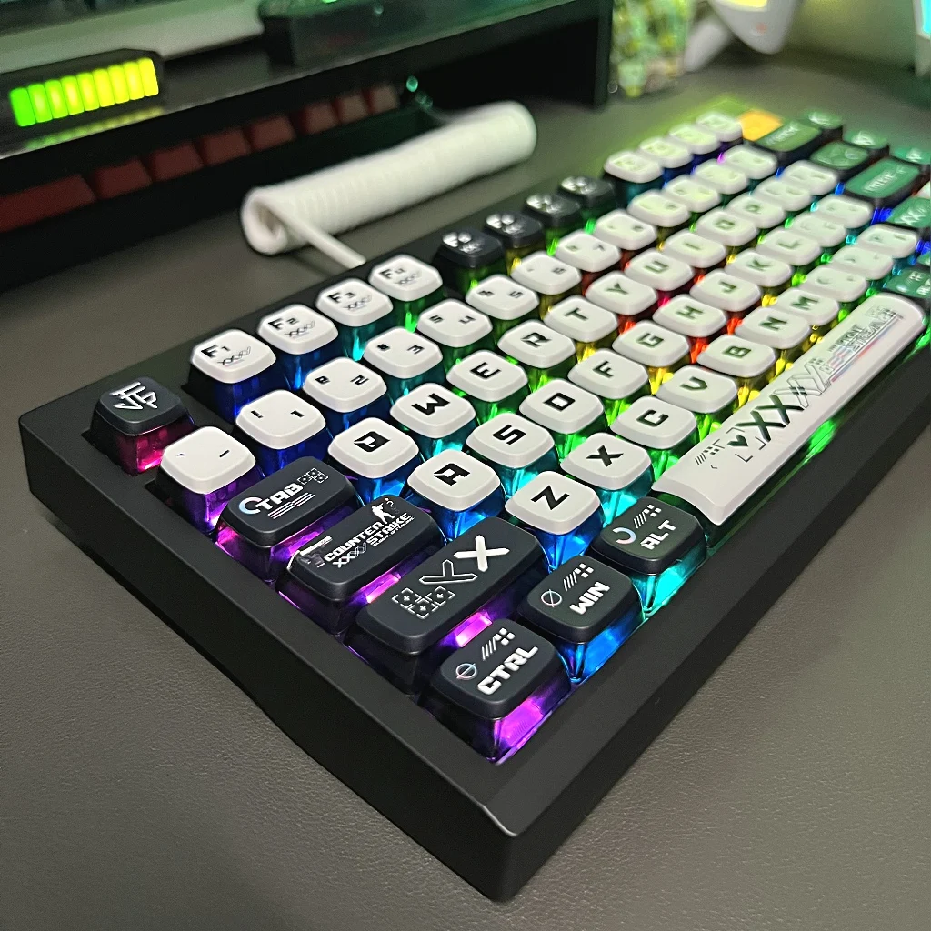 

Cs Printing Set With Four Side Transparent Pudding Keycaps Mda High Ball Cap Pbt Five Side Heat Sublimation Keyboard Pc Gaming