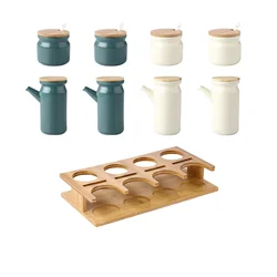 6/8 Pcs Set Ceramic Seasoning Pot Set Kitchen Household Salt Shaker Seasoning Box Spice SetSugar Seasoning Pot Spice Set Bottle