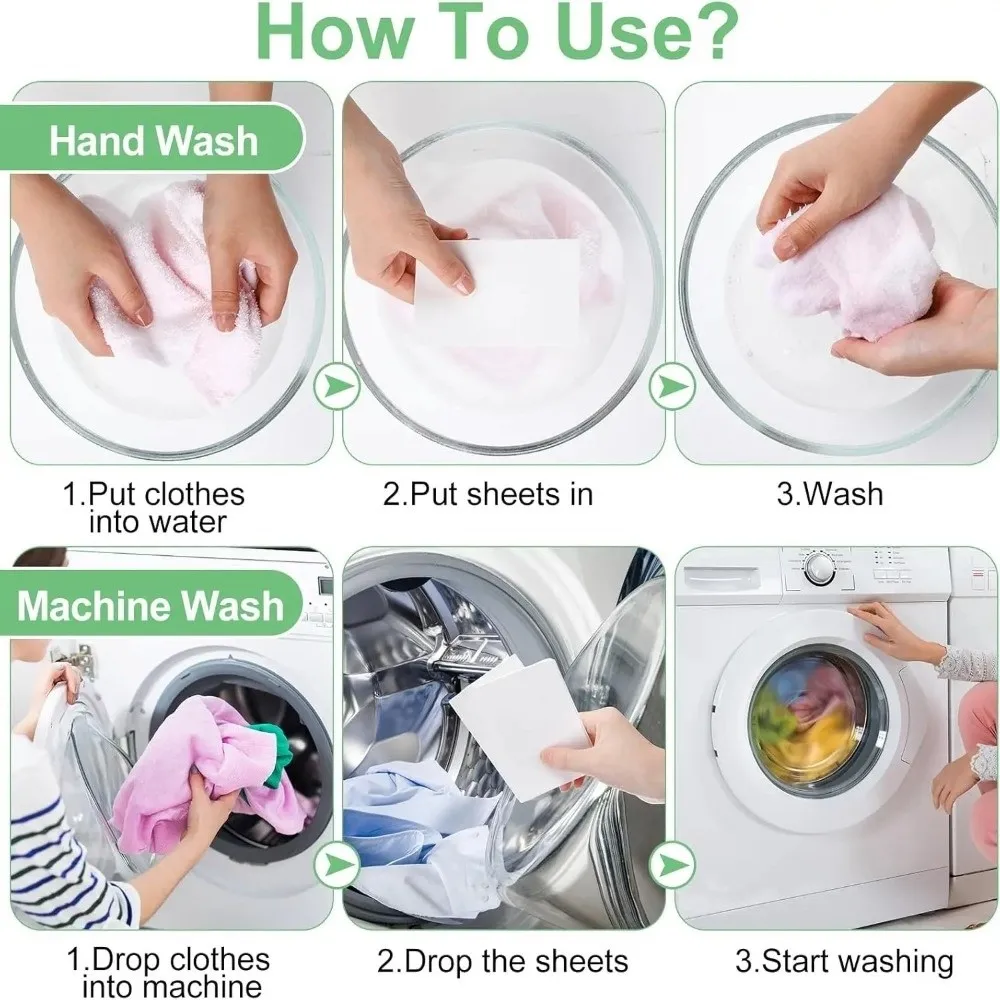 50PCS White Laundry Tablets Color Keeping Anti-String Anti-Staining Sheets Mixing Wash Clear Odor