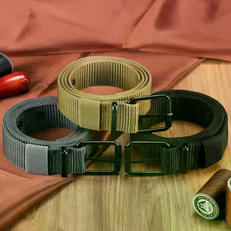 Men's Belt Porous Canvas Pin Buckle Leather Belt Outdoor Sports Belt Women's Trendy Eyelet Belt With Jeans Belt For Men Women