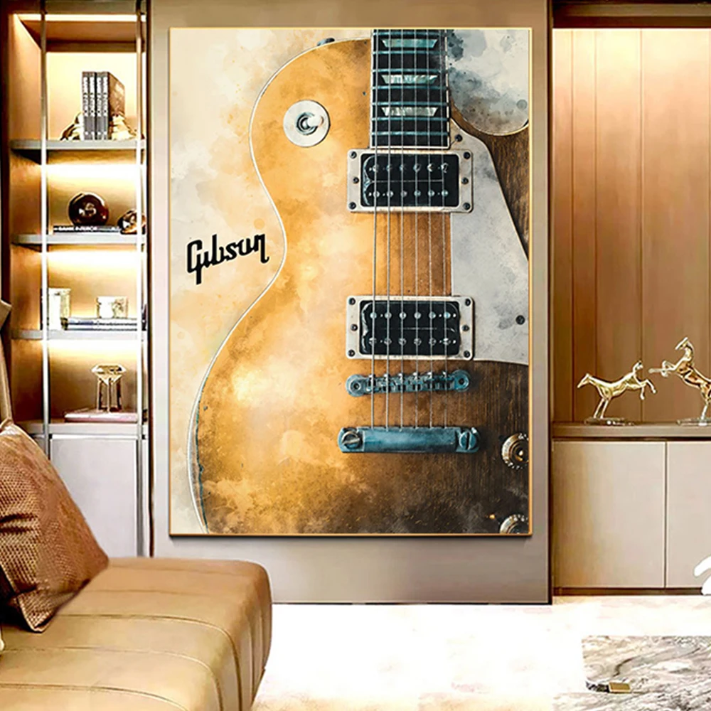 

Musical Instrument Burning Guitar Theme Series Canvas Printed Graffiti Abstract Posters Street Art Living Room Office Home Decor