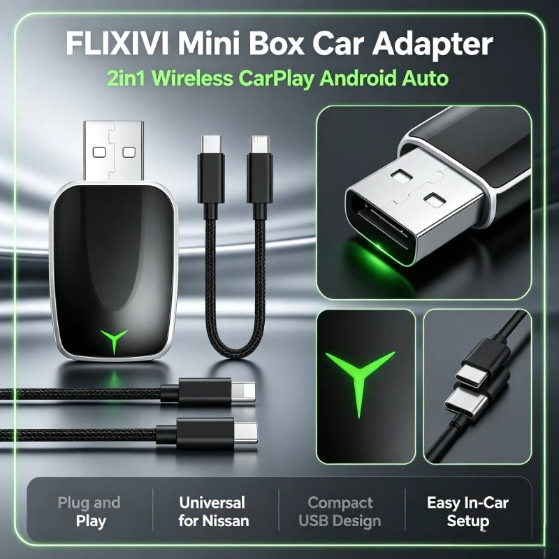 In-Car Entertainment Converter 2-in-1 Wireless Adapter Simple Installation Universal Model
