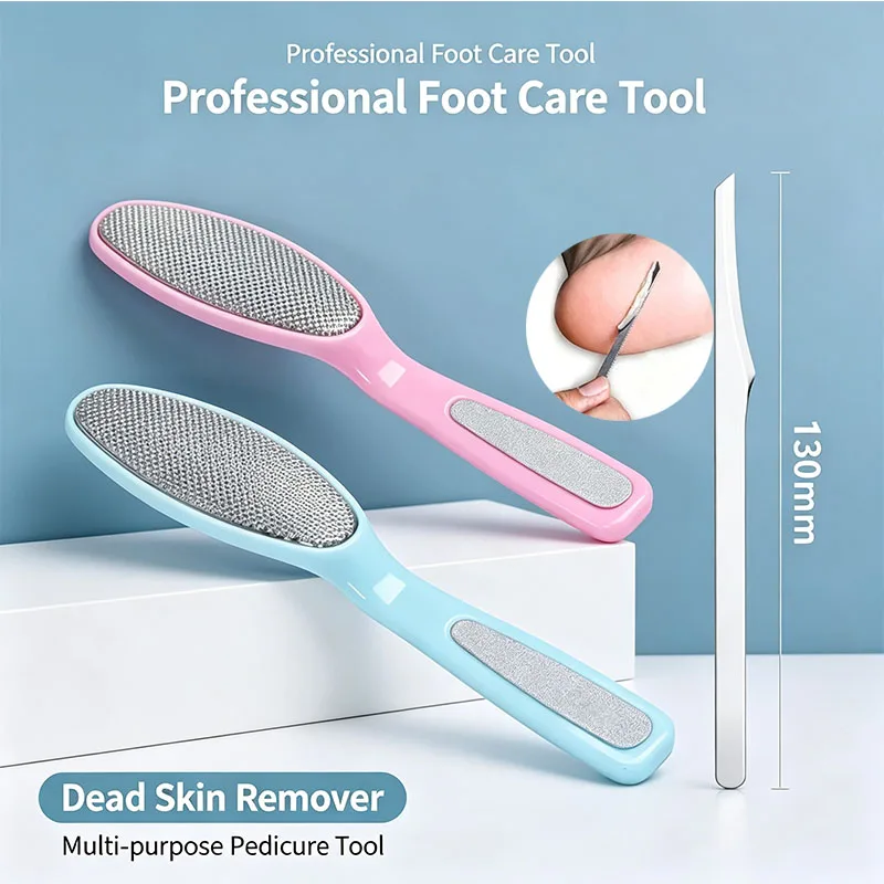 Dual Sided Stainless Steel Foot Rasp 130mm Foot Shaver Ergonomic Pedicure Kit Dead Skin Hard Callus Remover Home Salon Heel Care
