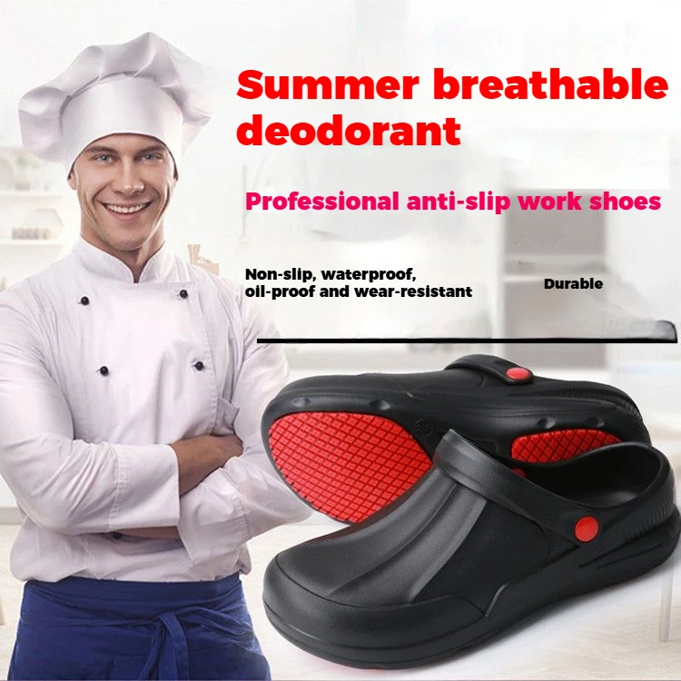 Chef's Shoes Are Non-Slip, Waterproof, Oil-Proof, Soft-Soled, Lightweight, Wear-Resistant Work Shoes, Kitchen Shoes, Hotel Kitchen Toe-Toe Slippers for Men