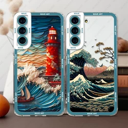 Case For Samsung Galaxy S25 S24 S20 S21 FE S22 S23 Ultra A13 A32 A33 A50 A52 A53 A73 A54 A14 Soft Cover Japanese Wave Art