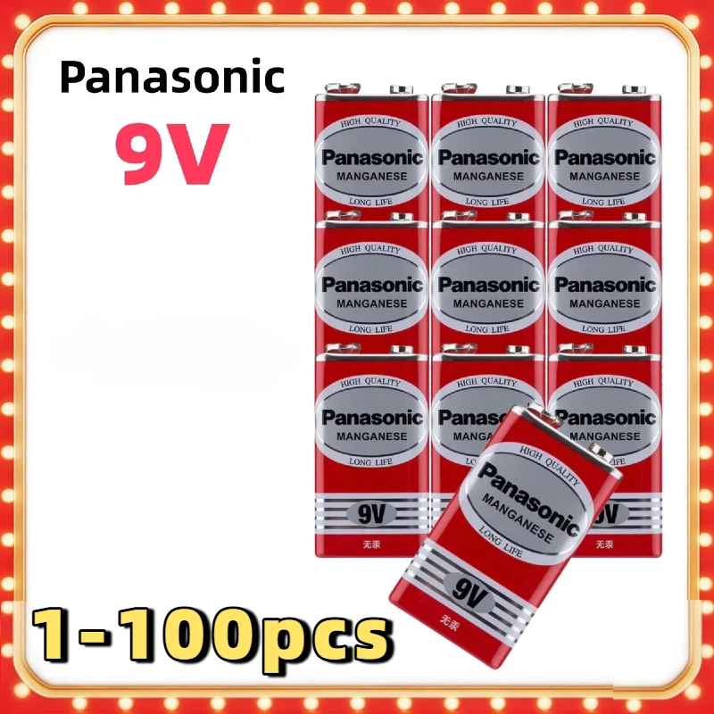 Hot Original Panasonic 6F22ND 9V Alkaline Battery, Mercury-Free Long Life,for Smoke Detector/Alarm Clock/Wireless Microphone