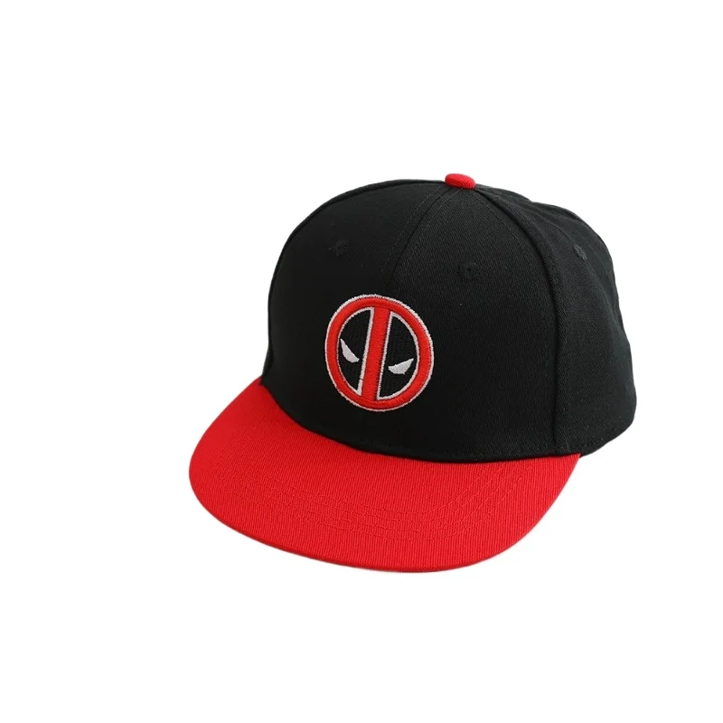 

Red Black Mask Embroidered Colorblock Baseball Cap Flat Brim Hip Hop Streetwear Skull Pattern Adjustable Dad Hat Unisex Casual