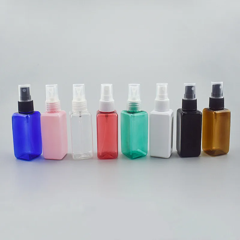 

500pcs 50ml Refillable Square Bottles Transparent Plastic Perfume Bottle Atomizer Empty Spray Bottle Portable Travel Accessories