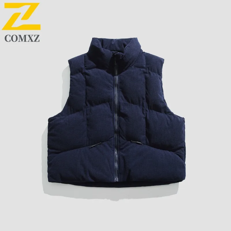 เสื้อกั๊กผู้ชายแฟชั่นใหม่ COMXZ 2025 สำหรับฤดูหนาว ผ้าฝ้ายบุใยสังเคราะห์ สไตล์สตรีท สำหรับกิจกรรมกลางแจ้งและกีฬา