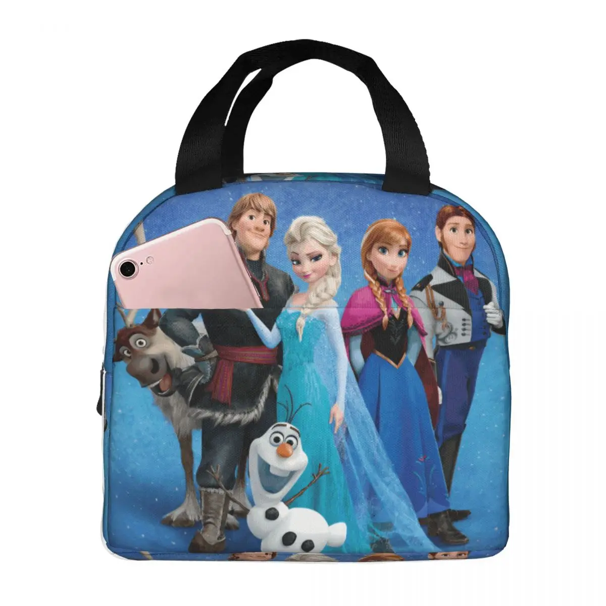 

Custom F-Frozenes Cartoon Thermal Insulated Lunch Bags Olaf Elsa Anime Lunch Container for Work School Travel Storage Food Box