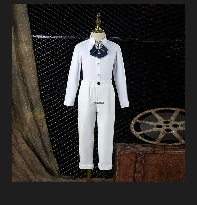 Children White Baptism Photography Suit Boys Wedding Dress Kids Formal Stage Performance Blazer Suit Birthday Ceremony Costume