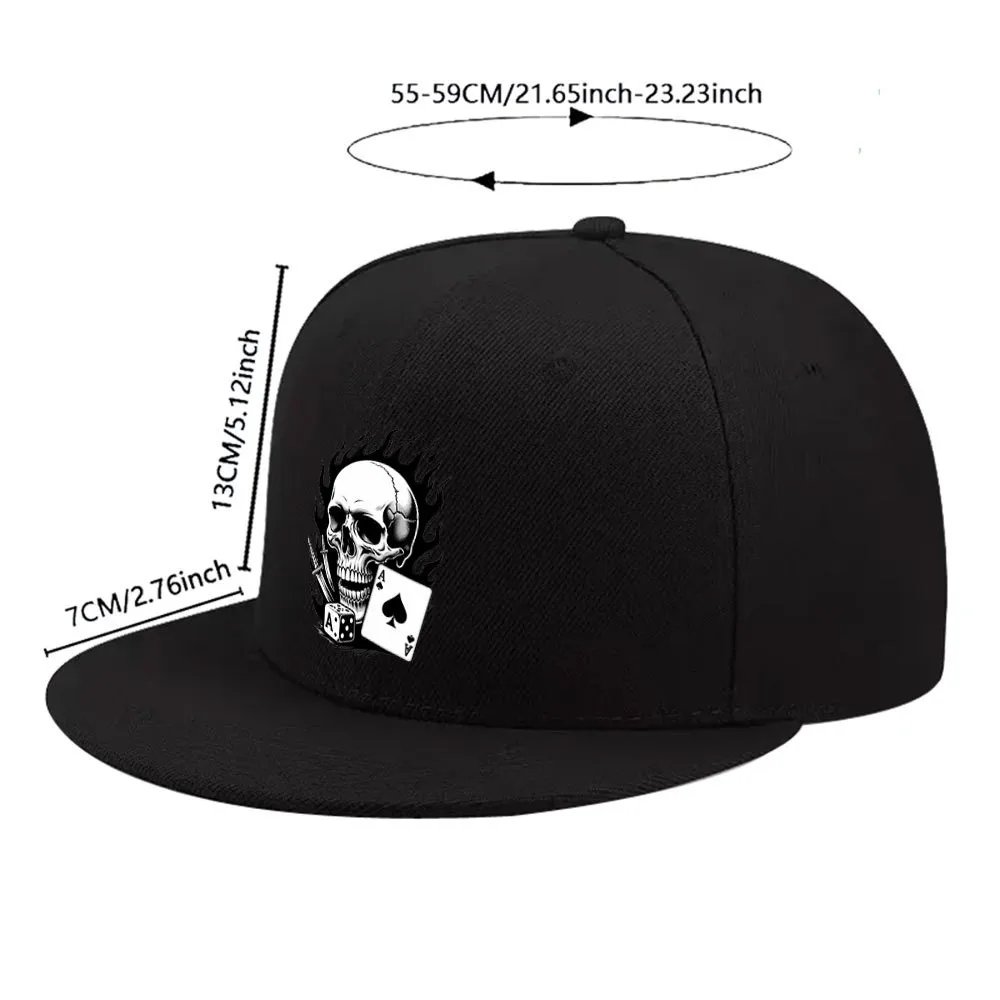 bone-de-beisebol-com-estampa-flame-skull-poker-unissex-aba-plana-chapeu-ajustavel-para-esportes-ao-ar-livre-uso-casual