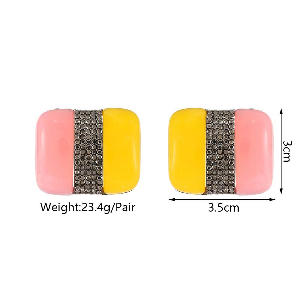 Color-Block Resin Stud Earrings — product detail 1