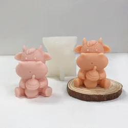 3D Cow Aromatherapy Candle Molds, Dairy Cattle Silicone Soap Mold Chocolate Fondant DIY Craft mochi squishy toy mould