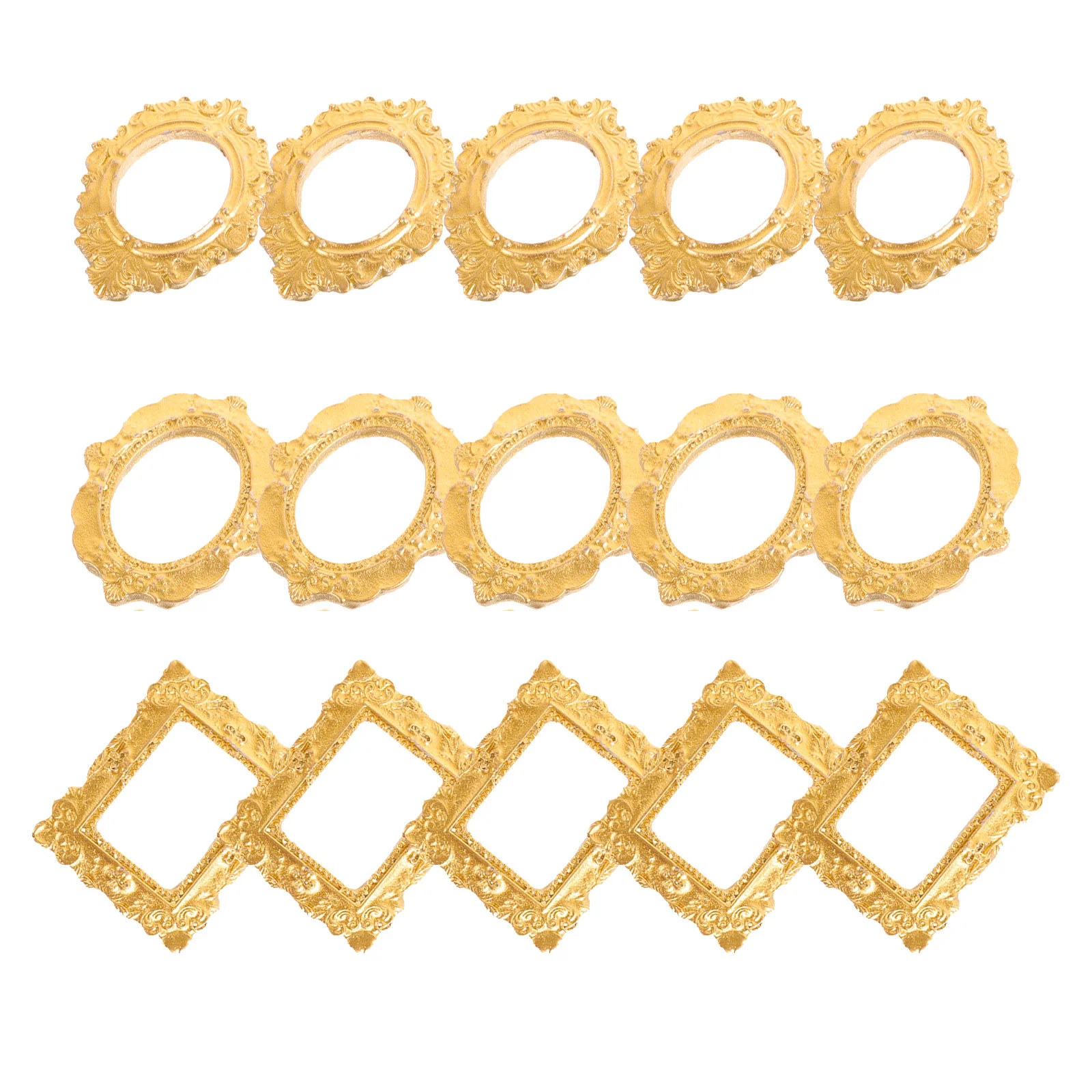 15 Pcs Mini Decorative Frame Photo Picture Frames Micro Landscape Rectangle Adornment Gold