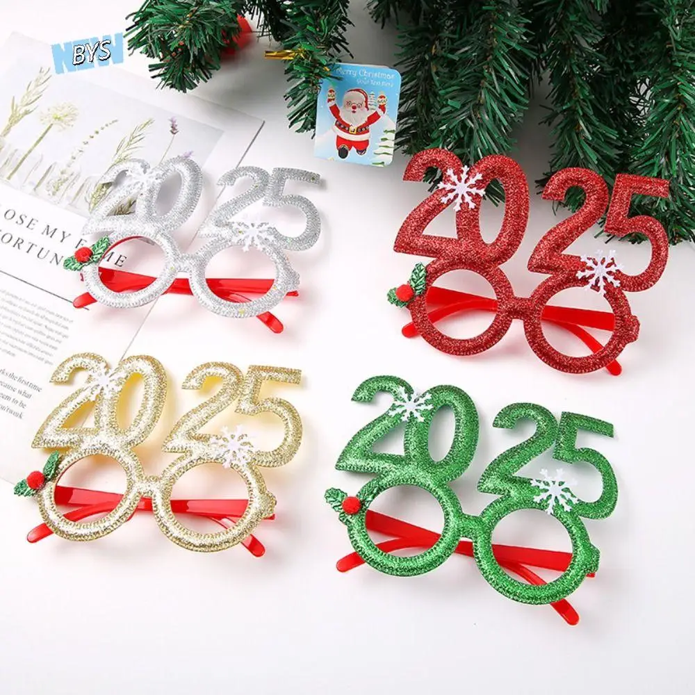 Sequin 2025 Happy New Year Headband Letter Decorative Glasses Christmas Headpiece Christmas Supplies Crown Hair Hoop