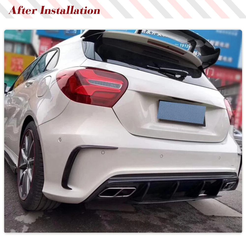 Car Rear Bumper Canards For Mercedes Benz W176 Sport A250 2013-2018 Carbon Fiber Rear Bumper Splitter Canard Fins