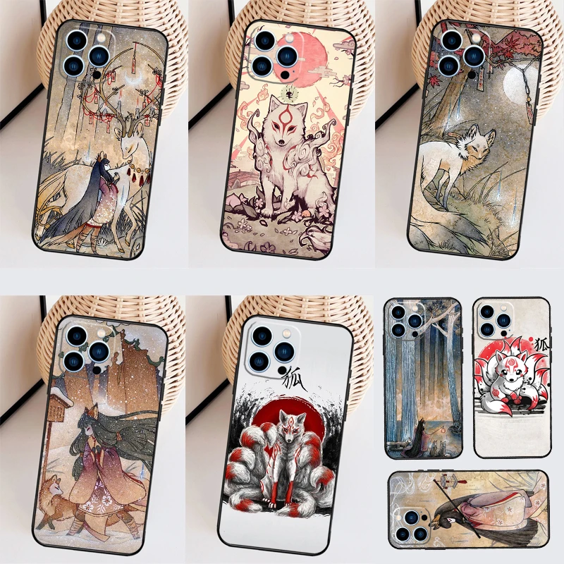Kitsune Fox Art Case For Oppo A74 A94 A54 A18 A38 A58 A78 A98 A80 A60 A40 A96 A76 A16 A15 A17 A57 A77 A5 Pro