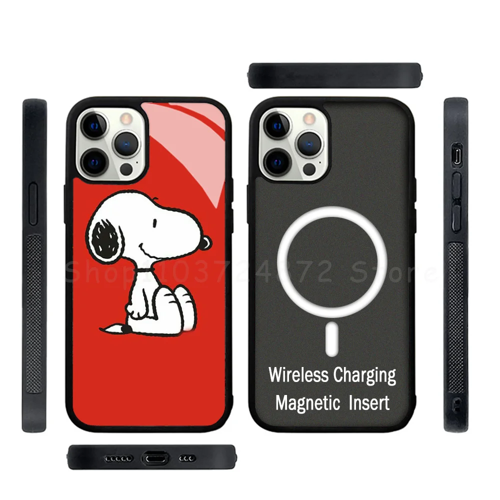 Cartoon S-Snoopy Dog Strong Magnetic For IPhone 15 14 13 Pro Max 11 12 Mini For Magsafe