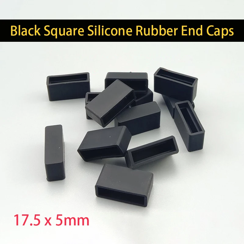 1-100pcs Black Square Silicone Rubber End Caps Rectangular Silicone Rubber Caps Double-row In-line Silicone Rubber End Caps