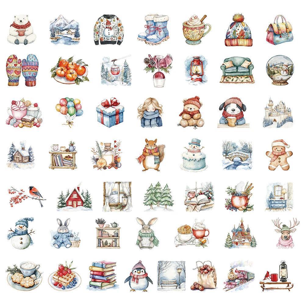 10/30/50 قطعة الرجعية الشتاء الثلوج المشهد الكرتون ملصقات شفافة الكتابة على الجدران الشارات DIY بها بنفسك حقيبة دفتر الهاتف لطيف ملصق ديكور #6