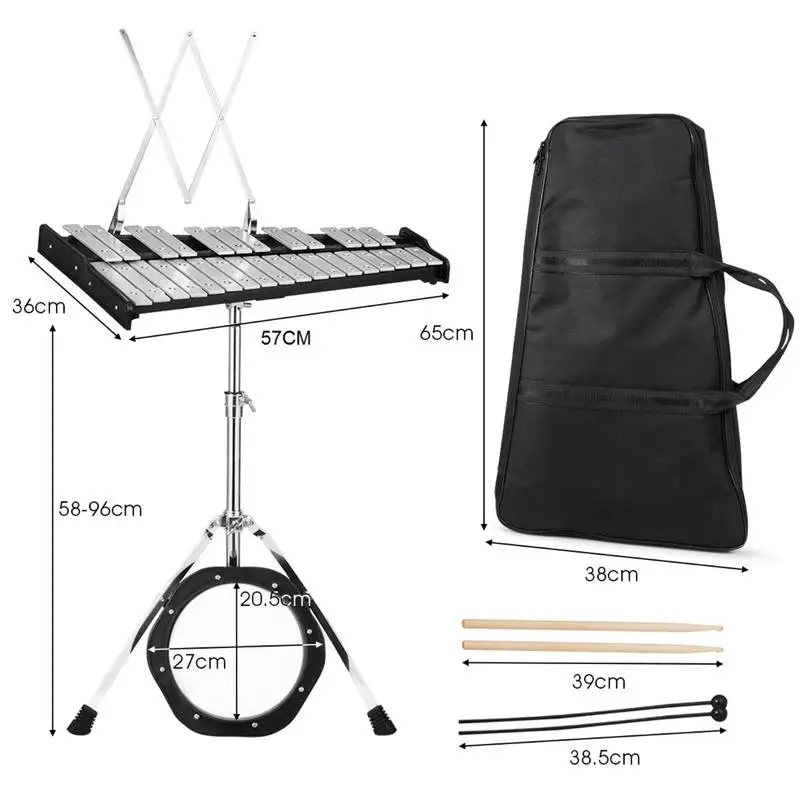 

30 Notes Percussion with Practice Pad Mallets Sticks Stand