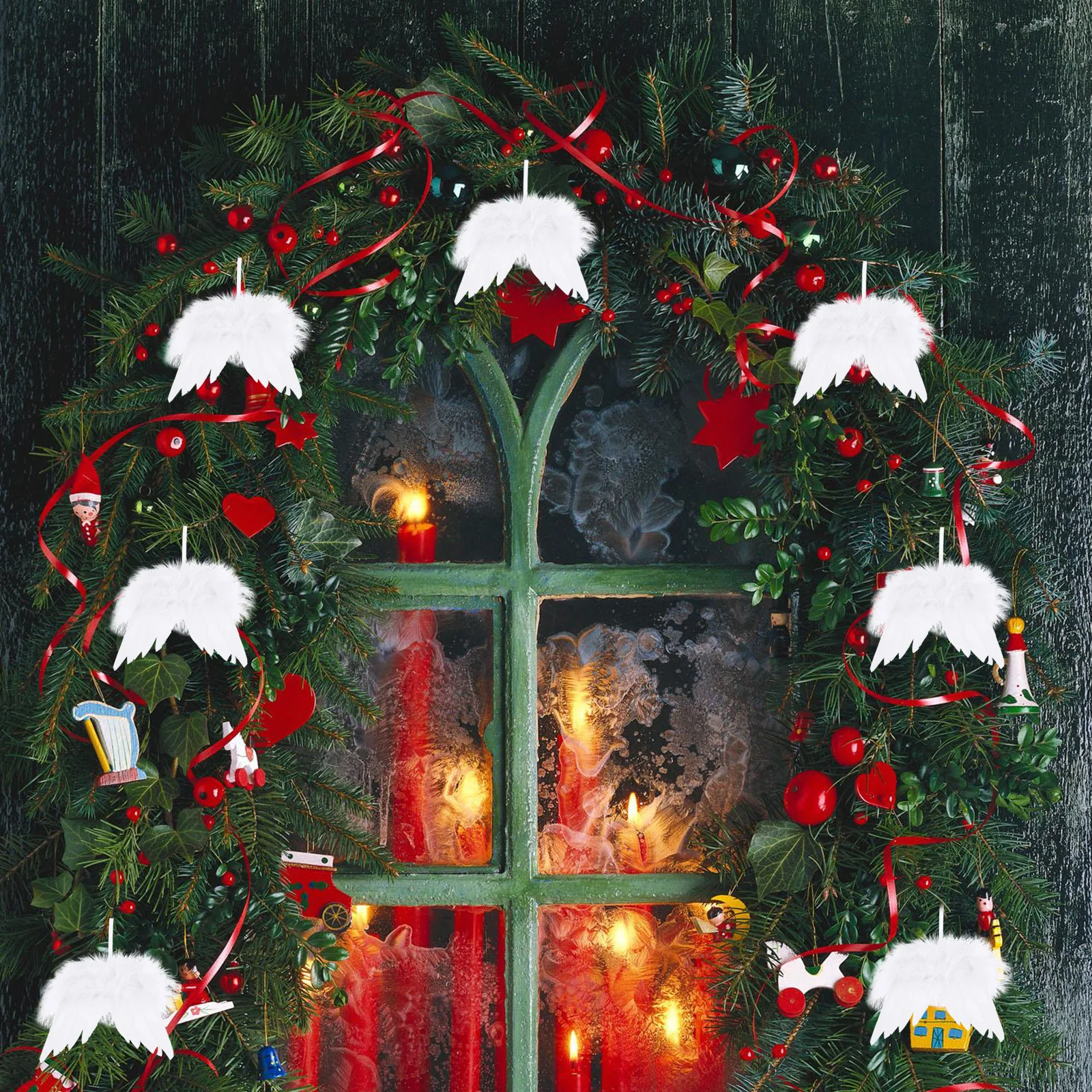 

24Pcs Angel Wings Hanging Pendants Christmas Festival Tree Adornments Christmas Hanging Ornaments Supplies