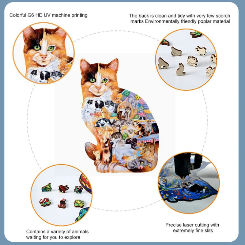 Unique Shape Animal Wooden Puzzle for Adults African Elephant Puzzle Art Toys Family Games Home Decoration