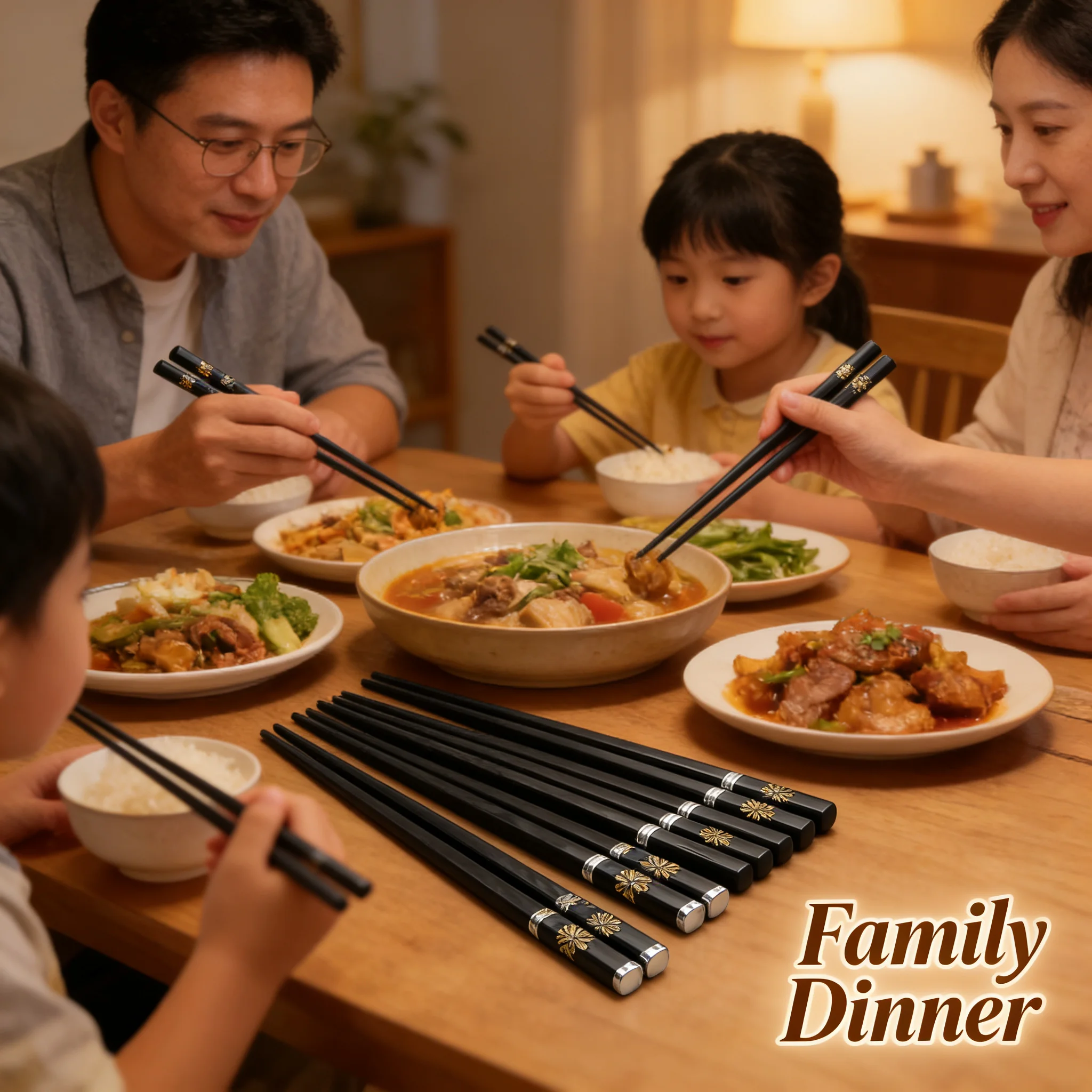Chopsticks Set,Patterned Design,Home & Outdoor,Durable Sturdy,For Family Dinners
