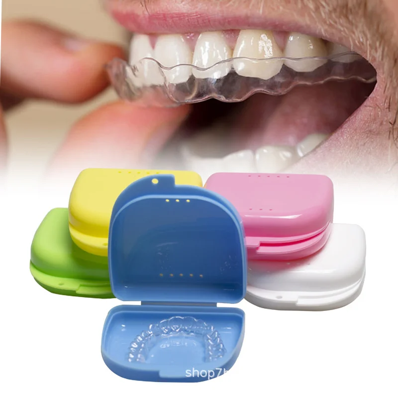 

20PCS Orthodontic Retainer Box Denture Cleaning Storage Container with Vent Holes False Teeth Protective Case Dental Supplies