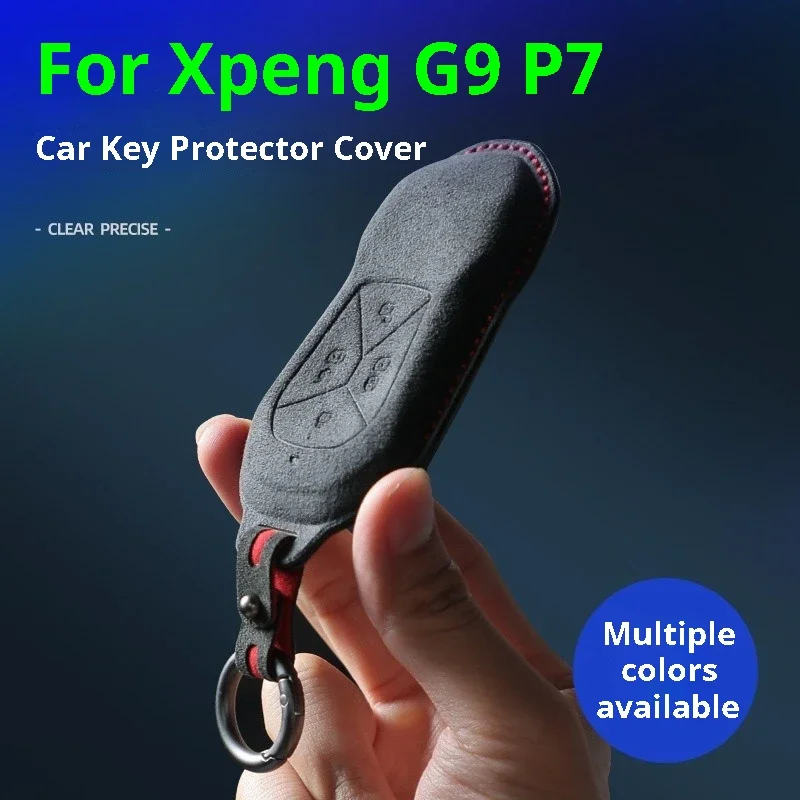 For Xpeng G9 P7 Suede 3D Key Case Car Key Protector Cover Remote Key Case Shell Holder Keychain Accessories