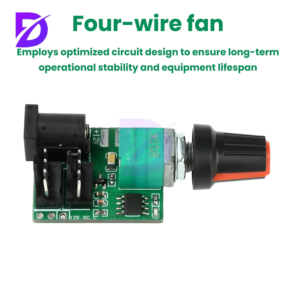 DC 12V 5A Dual-Channel Four-Wire Fan Controller PWM Fan Speed Control Manual Speed Adjustment