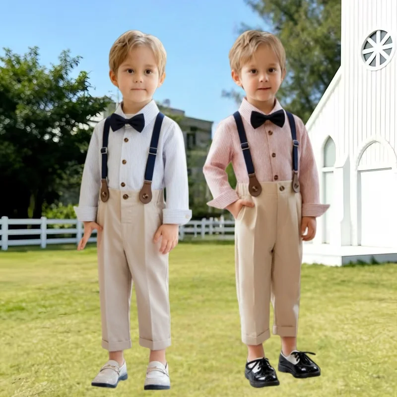 Children's Formal Wear Summer New Arrival Boys Shirt set Baby first Birthday Photography Outfit Flower Boys Wedding Dress