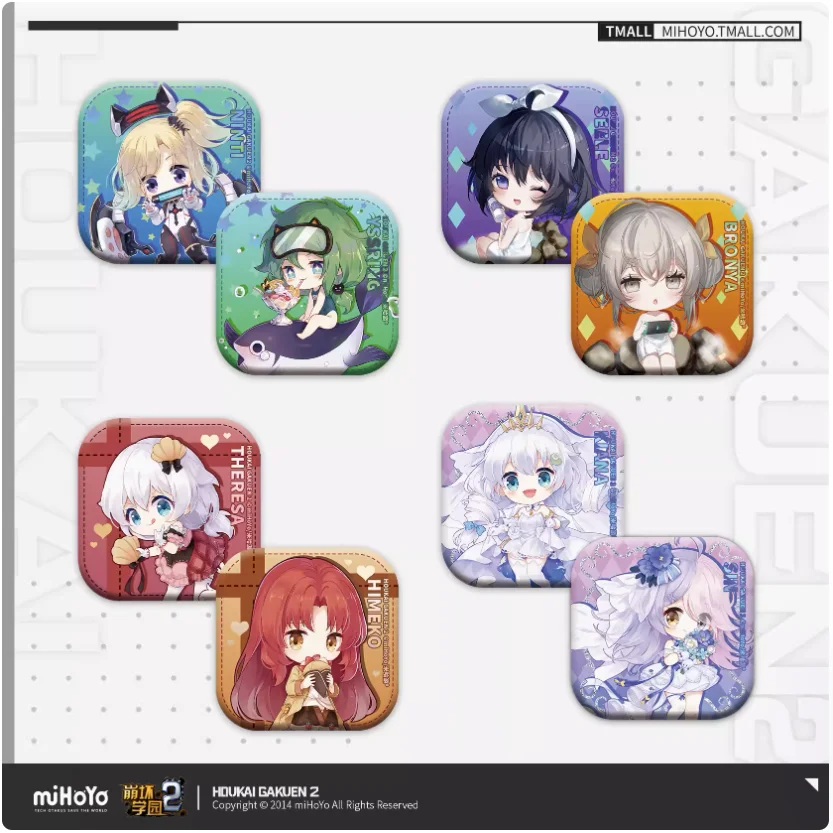 2024 Anime Houkai Gakuen 2 Character Q Version Tinplate Refrigerator Magnet Set Sin Mal Kiana Yssring Ninti Theresa Himeko