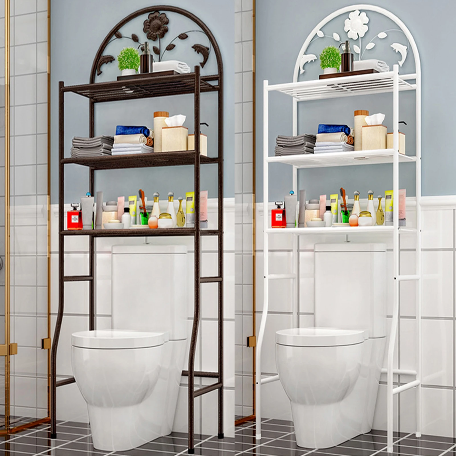 3-Tier Over The Toilet Storage Rack Freestanding Bathroom Storage Shelf Bathroom Organizer Over Toilet Home Furniture