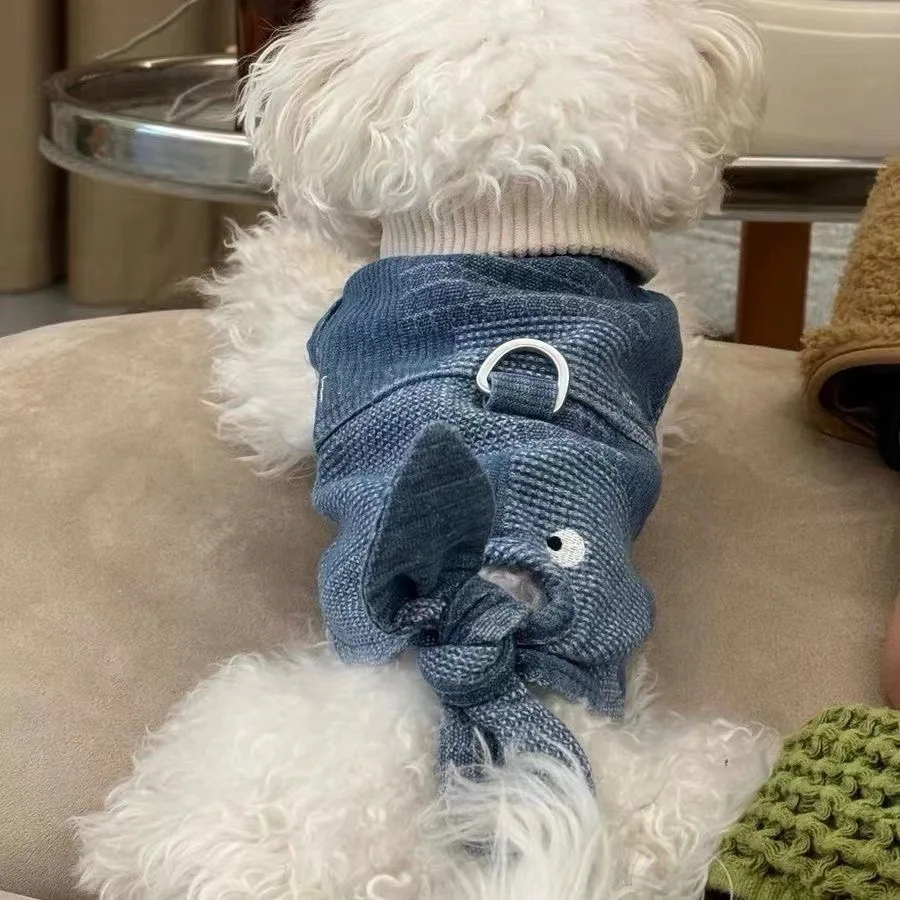 Pet Vintage Denim Vest Small Dog Sleeveless Coat Clothes Dogs Towable Lapel Vest Puppy Clothes Dog Shirt Designer Dog Clothing