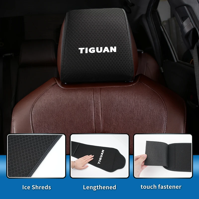 

Car Seat Ice Silk Headrest Pillow Case Storage Bag For VW Tiguan GTI Polo Golf Passat Scirocco Jetta T-ROC Touareg
