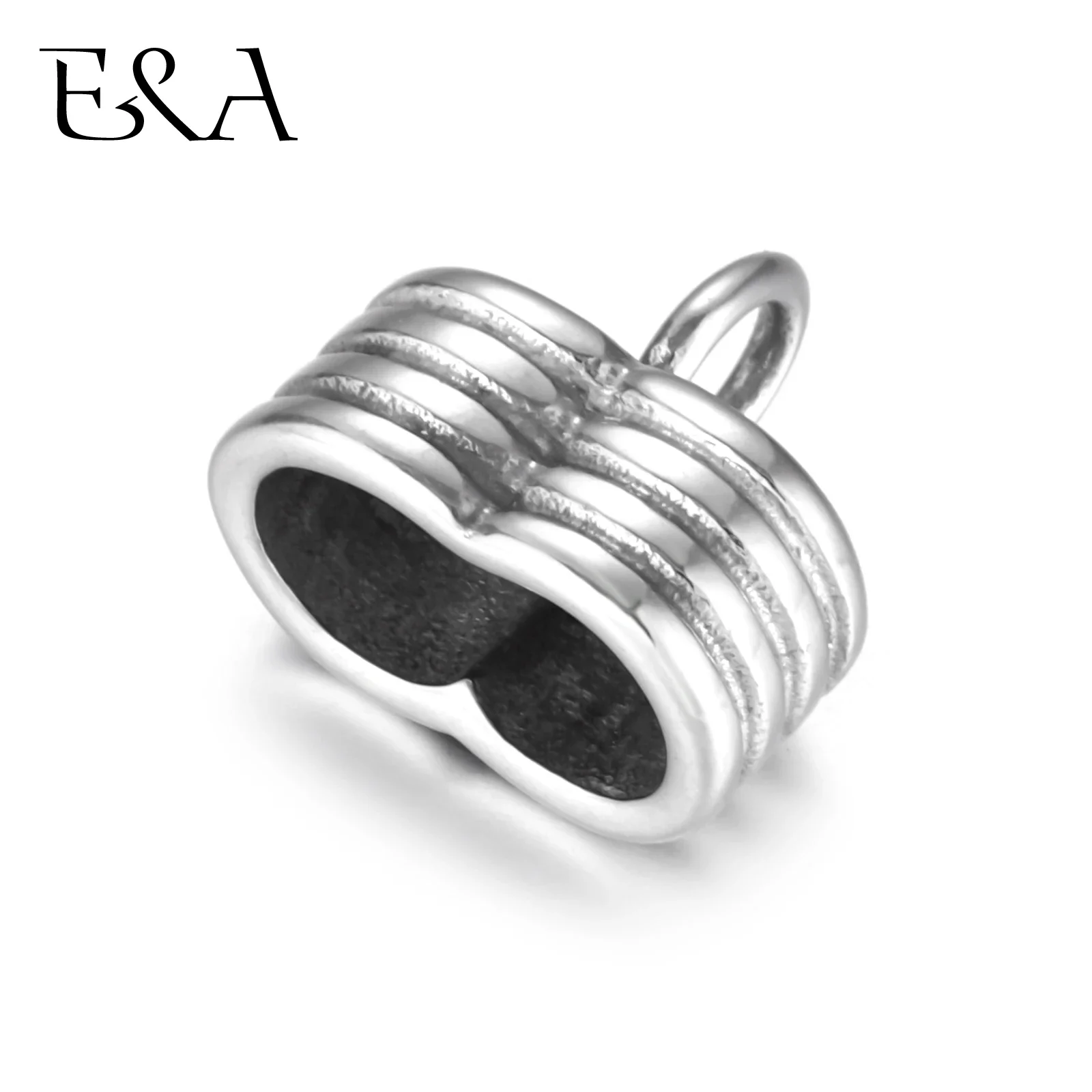 Stainless Steel End Beads with Loop Thread Double Hole 5mm for Jewelry Making Leather Cord End Caps DIY Accessories