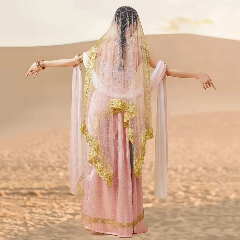 Pink Adult Women Classical Dance Costumes Flying Dance Western Regions Princess India Exotic Dancewear Performance Clothes