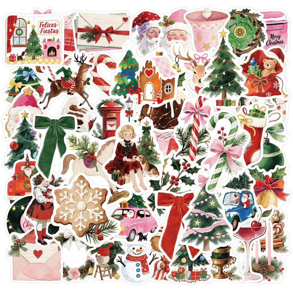 10/30/50 Uds. Pegatinas de grafiti estéticas de Navidad de dibujos animados Kawaii DIY portátil equipaje de viaje teléfono etiqueta adhesiva decorativa para diario
