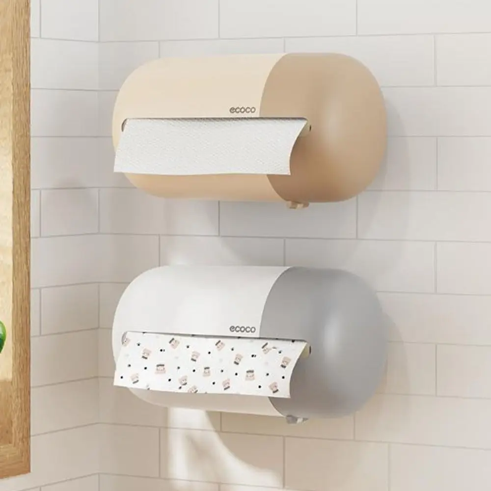 Creative Plastic Paper Towel Holder Self Adhesive Wall Mounted Paper Towel Box Space Saving Waterproof Paper Dispenser Bathroom