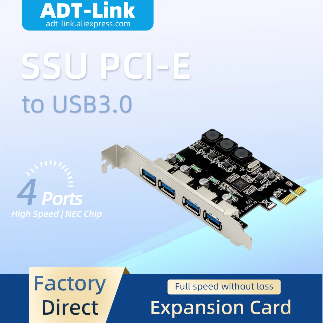 PCI-E X1 to 4 External USB3.0 Ports Expansion Card NEC UPD720201 Chipset 5Gbps SuperSpeed USB 3.0 Controller Adapter Desktop