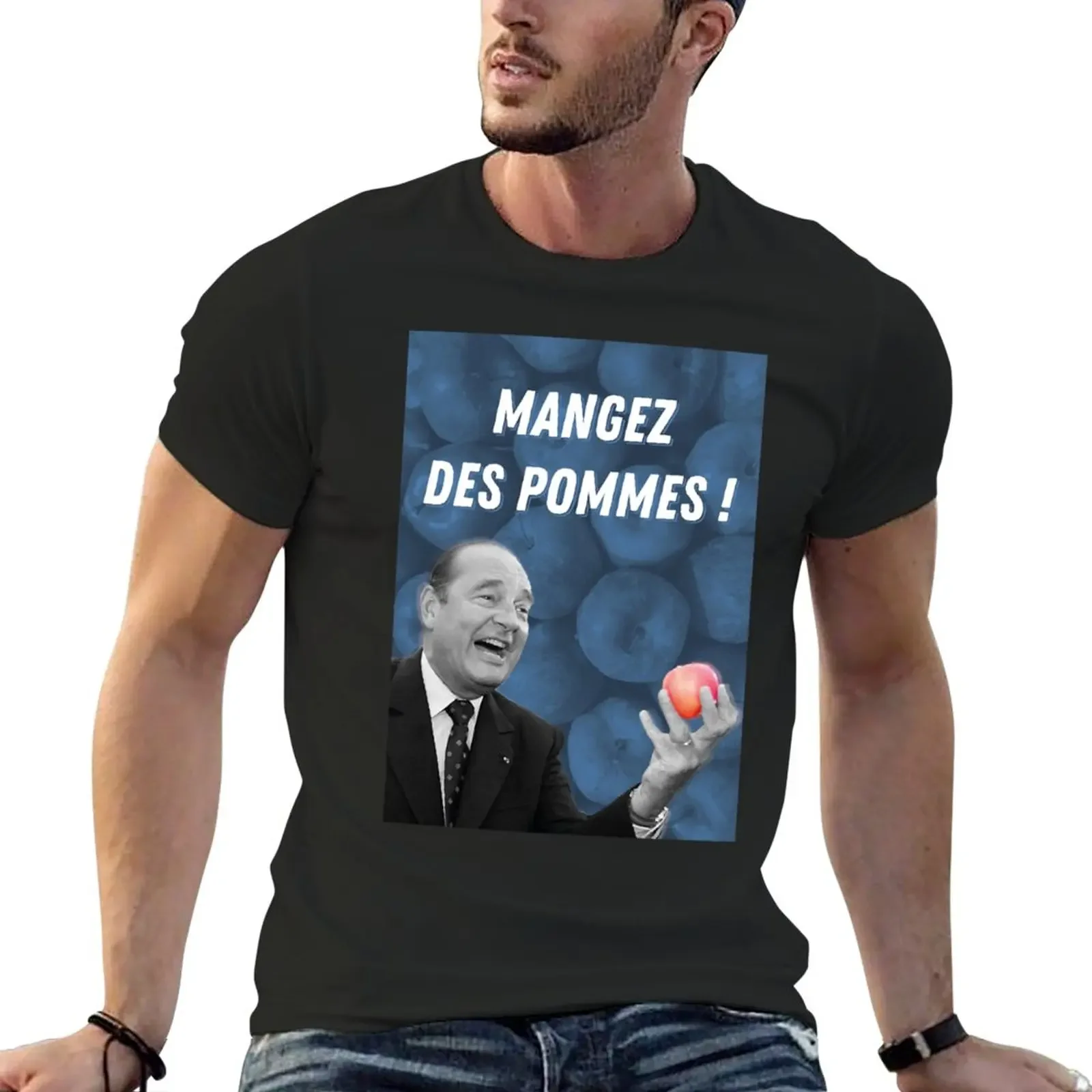 

Men Women Eat Apples Jacques Chirac Gifts For Music Fans T-Shirt tees quick drying mens graphic t-shirts