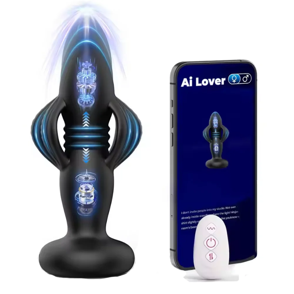 3in1 Thrusting & Expanding Anal Vibrator Male Prostate Massager APP Remote Control Vibrating Butt Plug Adult Sex Toy for Couples