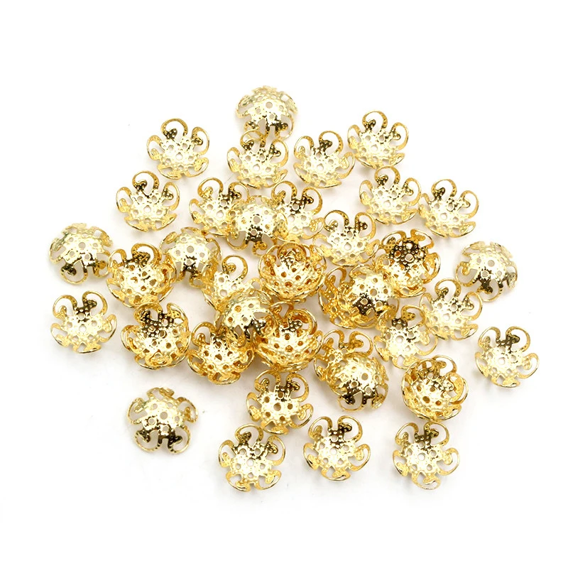 50pcs Stainless Steel Beads Caps Flower Shape Spacer Bead End DIY Jewelry Making Findings For Necklace Bracelet Accessories