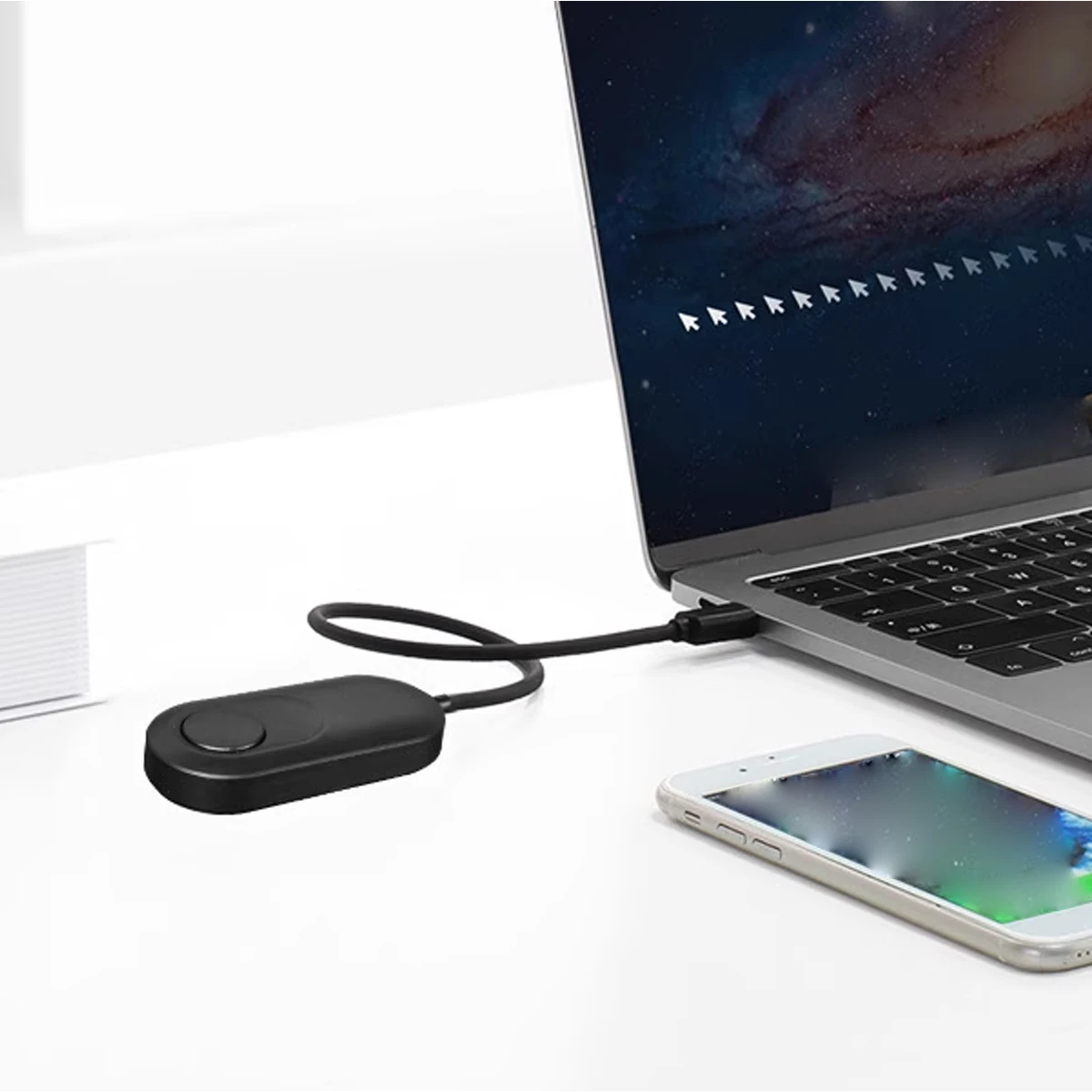 محرك Anmone Mouse Jiggler مع مفتاح تشغيل/إيقاف ومنفذ USB، بدون سائق ولا حاجة إلى برنامج، يحاكي حركة الماوس